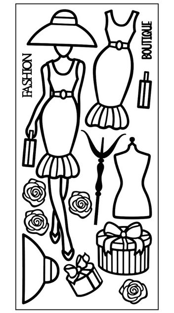 Paper Doll Outline Sticker, Fashion Boutique