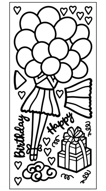 Paper Doll Outline Sticker, Balloon Girl
