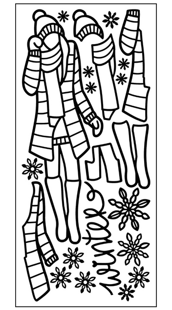 Paper Doll Outline Sticker, Winter Celebrate Girl