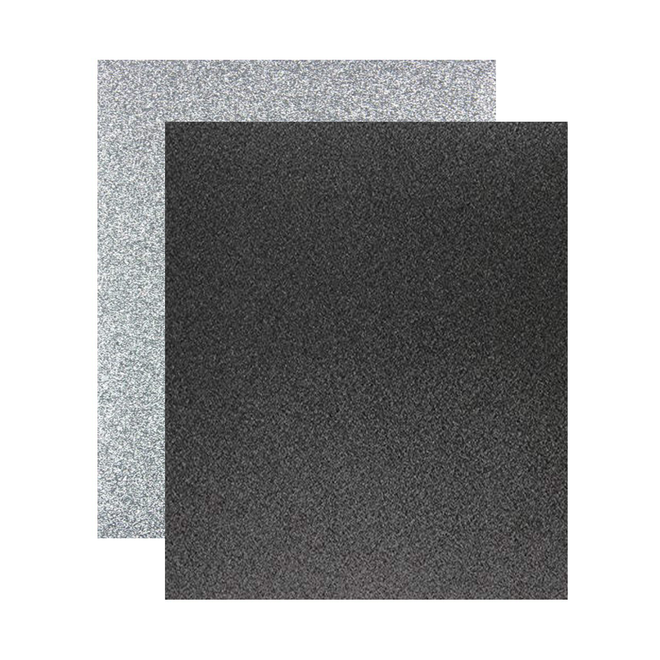 Micro Fine Glitter Paper, Black/Silver  5" x 6", 2 Sheets