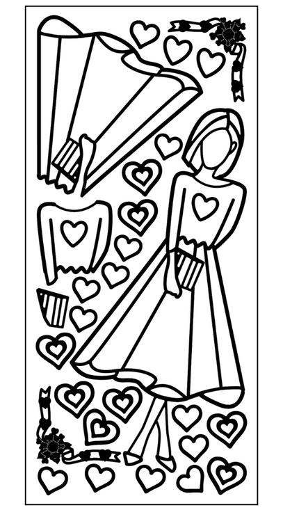 Paper Doll Outline Sticker, Heart Girl