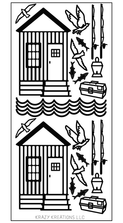 Fish House Outline Sticker