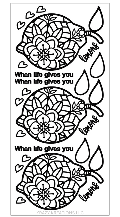 Mandala Lemon Outline Sticker