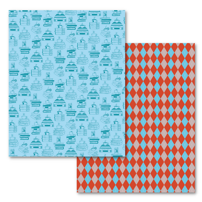 BULK Guy Time Paper - Books / Orange & Blue Argyle, 8.5x11