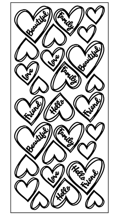 Doodle Hearts Outline Sticker