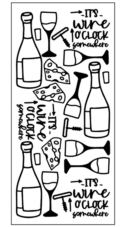 Wine O'Clock Outline Sticker