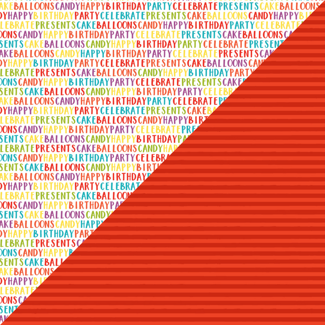 BULK Party Time Paper - Party Words / Red + Orange Stripes , 8.5x11