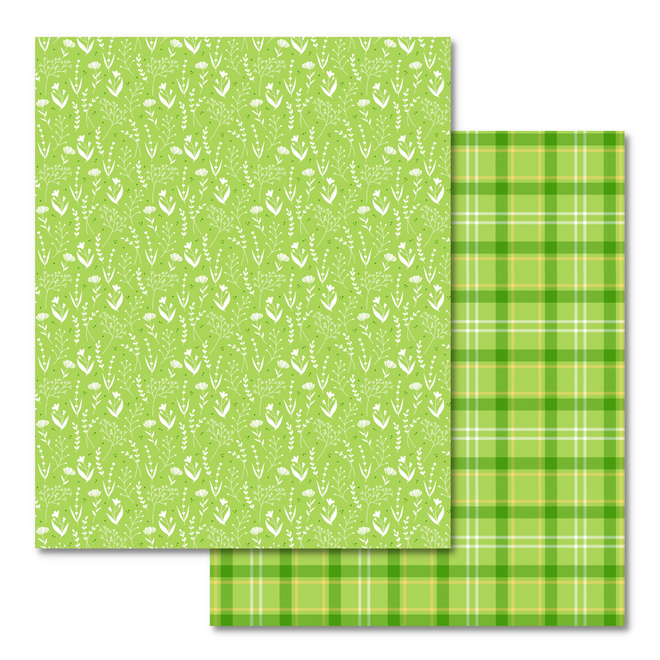 BULK Hello Spring Paper - Green Floral & Plaid, 8.5x11