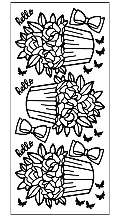Flower Pot Outline Sticker
