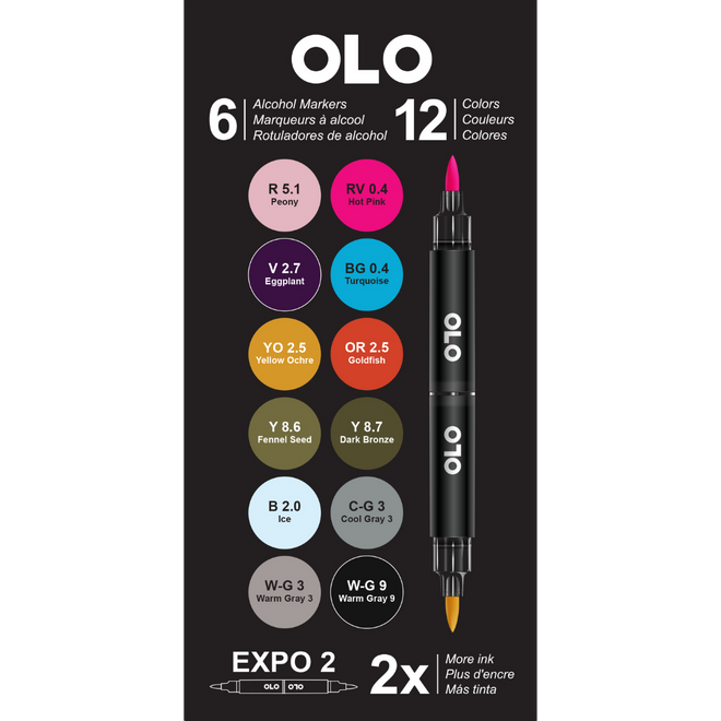 OLO 6pc Alcohol Marker Set, EXPO 2