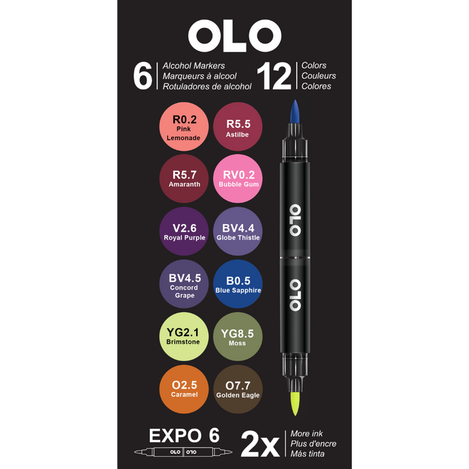 OLO 6pc Alcohol Marker Set, EXPO 6