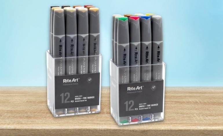 Rite Art Alcohol Marker Set, Primary Colors (12 pack)