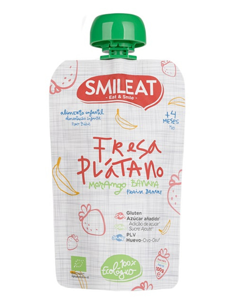 Smileat pouch fresa plátano ecológico 100 g