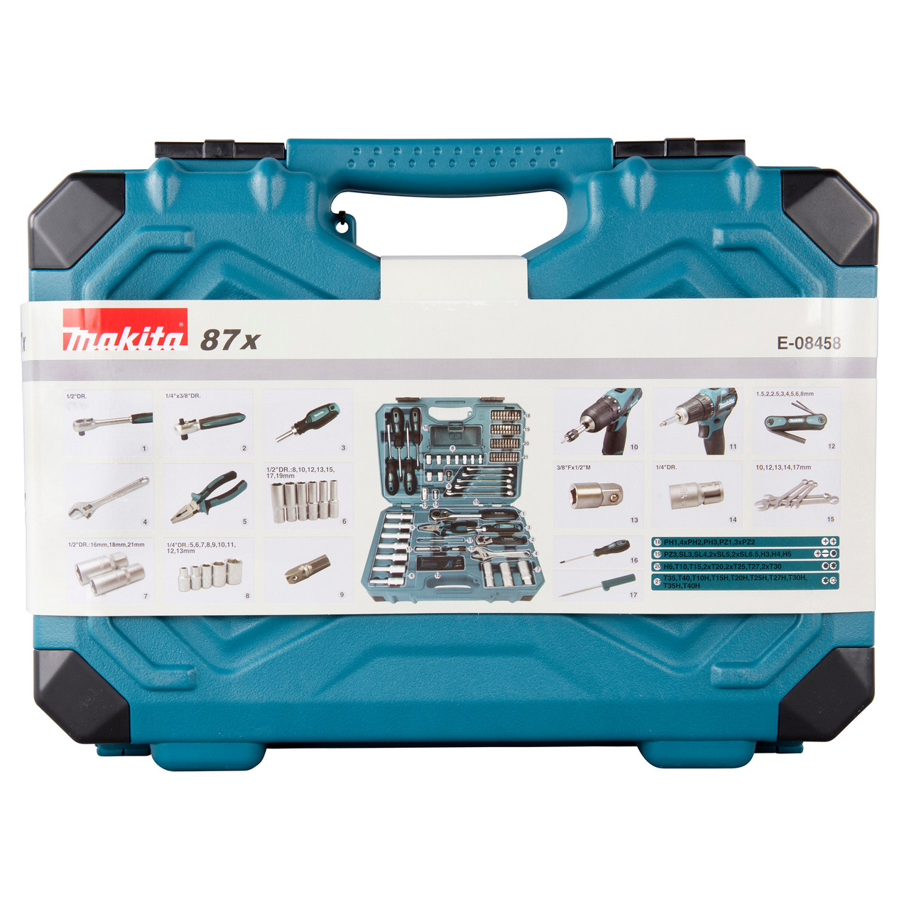 Set De Herramientas Manuales Makita X 87 Piezas E-08458