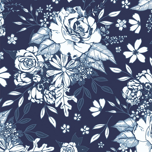 True Blue - Floral Universe Midnight - AGF