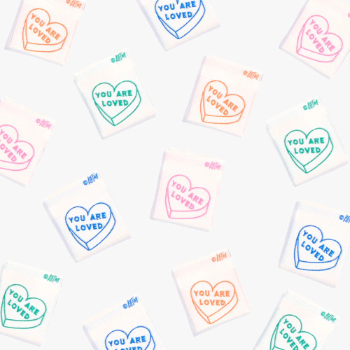 KATM 'You are Loved' Hearts - 6 Sew-in Labels