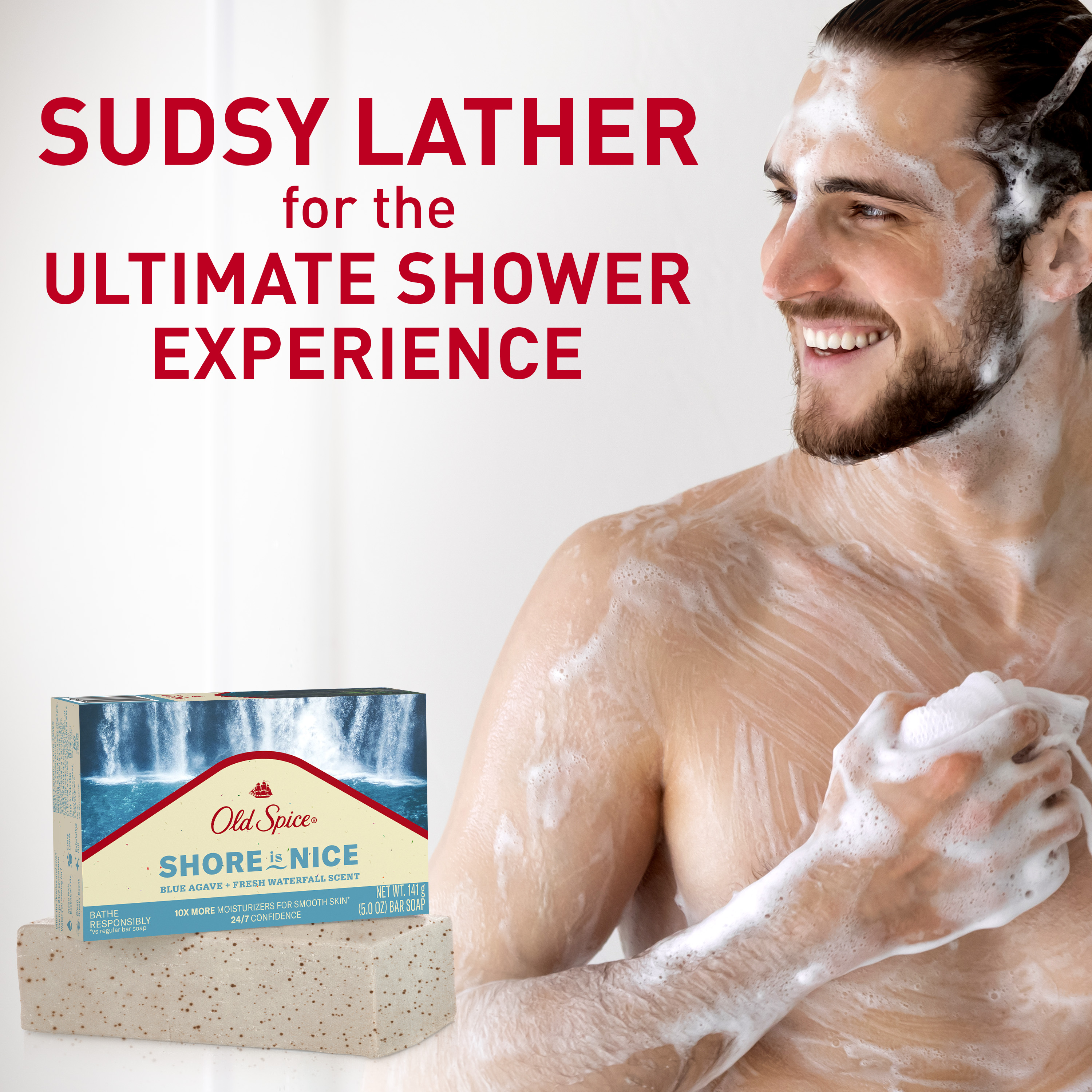 Old Spice Premium Bar Soap, Shore is Nice Blue Agave + Fresh Waterfall Scent