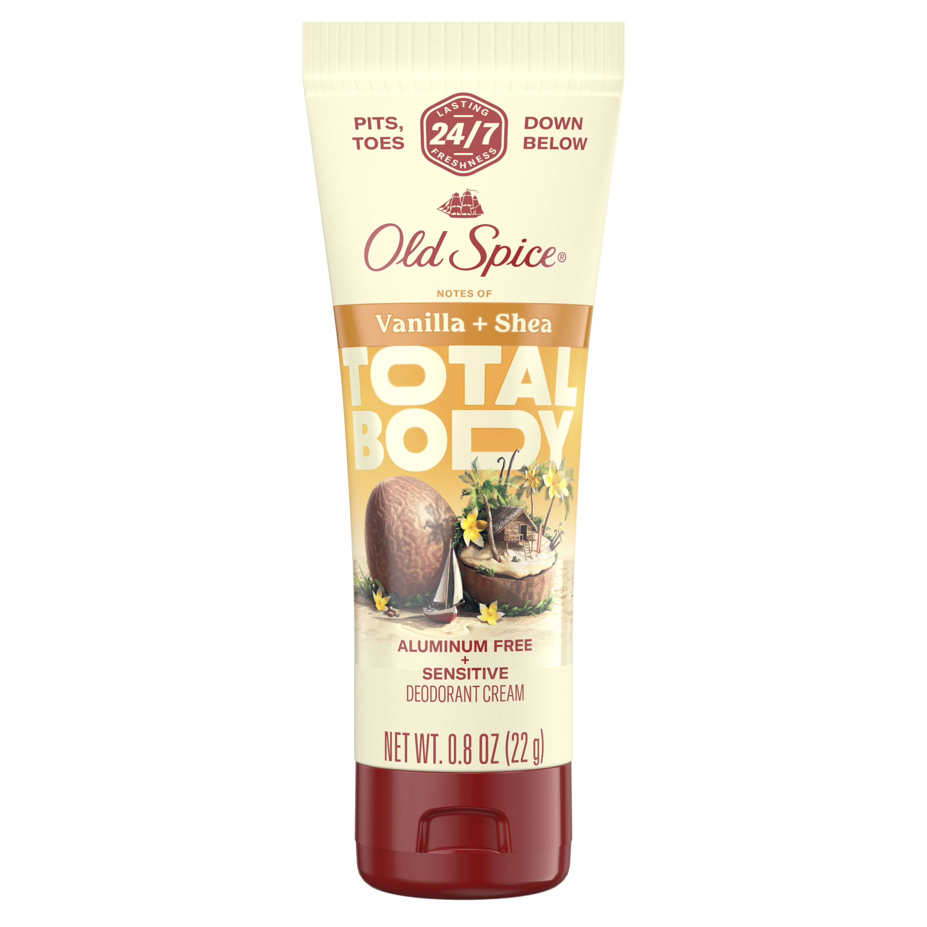 Old Spice Whole Body Deodorant Travel Lotion Vanilla Shea 0.8 Oz