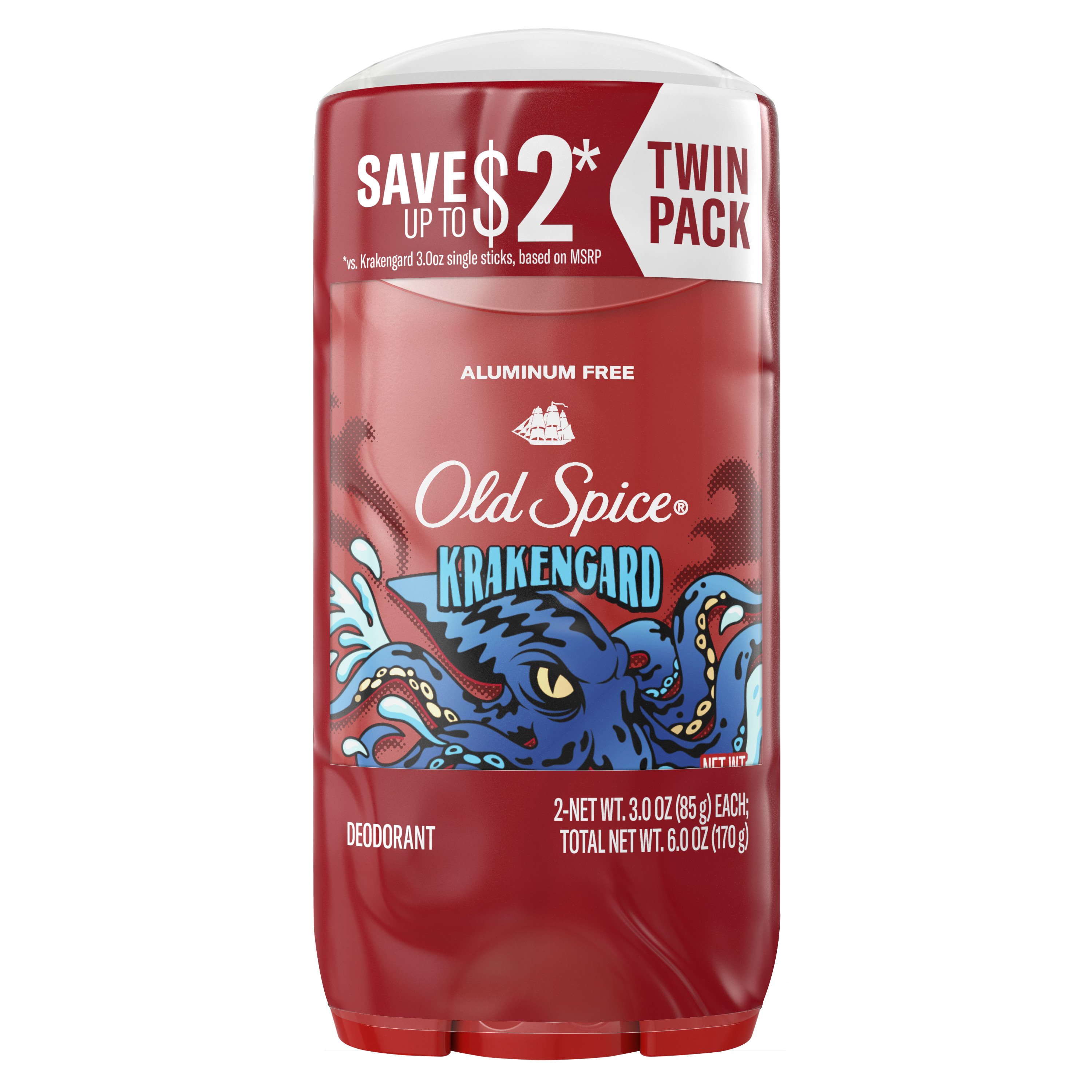 Old Spice Deodorant for Men, 24/7 Freshness, Krakengard, Twin Pack, 2x 3oz