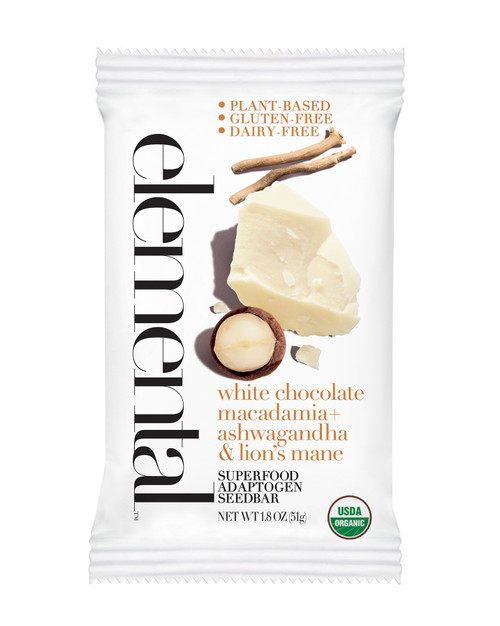White Chocolate Macadamia + Ashwagandha & Lion's Mane Superfood Adaptogen Seedbar (12 bars per pack) White Chocolate Macadamia + Ashwagandha & Lion's Mane Superfood Adaptogen Seedbar (12 bars per pack)