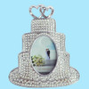 Wedding cake shaped photo frame with crystal design, holds 2x3 inch picture