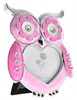 Pink enamelled owl shaped photo frame