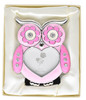 Pink enamelled owl shaped photo frame