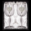 Pair of Wedding Wine goblet shiny finish Heart - Love or Wedding Bells badge