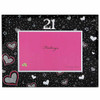 18th to 80th Birthday picture frame black and Pink glass glittered heart decals