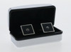 Black square cufflinks with diamond in centre