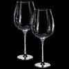 Wine glass pair with crystal rings on rhodium stem