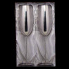 Pair of stainless steel shiny mirror finish champagne flutes