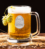 18th to 80th Birthday Glass Beer Mug with Silver Pewter Badge holds 500ml