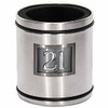 18th to 80th Birthday silver stainless steel stubby holder black rings framed badge