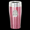 18th to 80th Birthday stainless steel Pink coffee travel mug matt with a badge