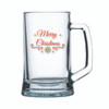 Marry Christmas Beer glass mug with Marry Christmas Red Gold decal on glass