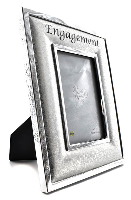 Silver glittered engagement photo frame, holds 4x6 inch picture