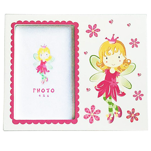 Pink and white fairy theme photo frame hold 4x6 inch picture