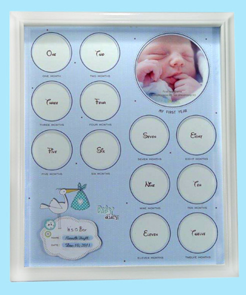 Blue babys first year collage frame for boys