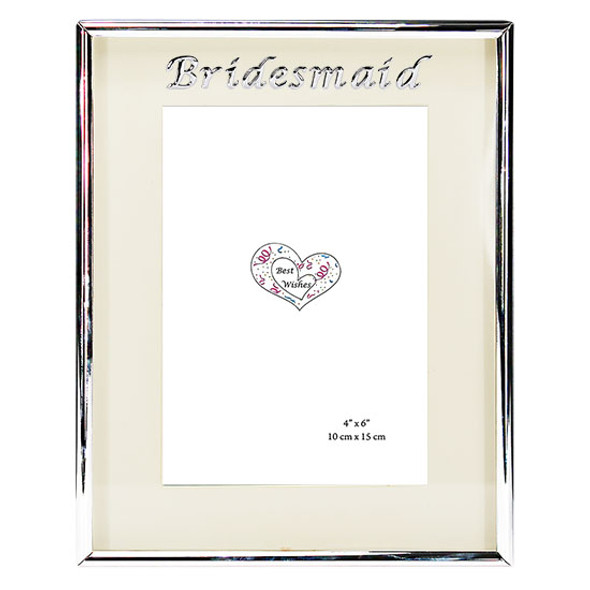 Bridesmaid silver metal photo frame with metal enamel look