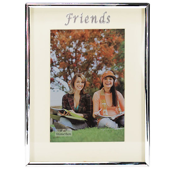 Friends silver metal photo frame with metal enamel look embossed friends