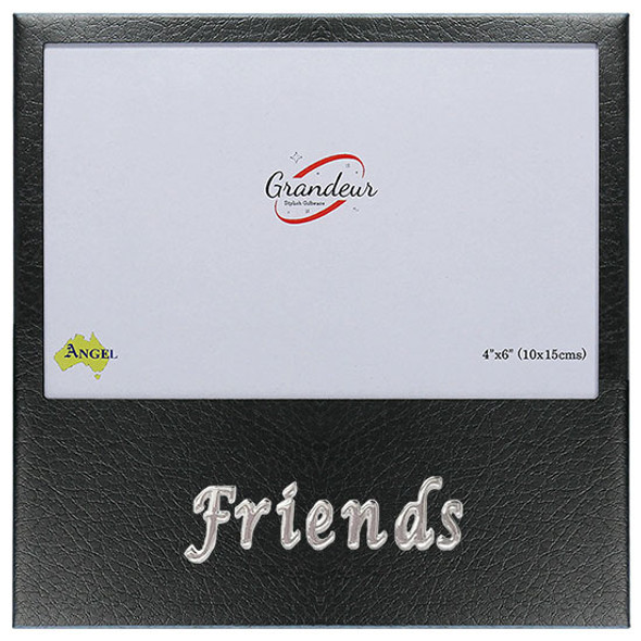 Friends theme black leather finish photo frame with metal enamel look