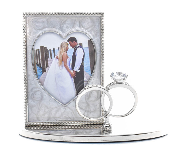 Picture frame with heart and 2 Rings