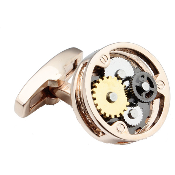 Round watch movement cuff links (Rose Gold)