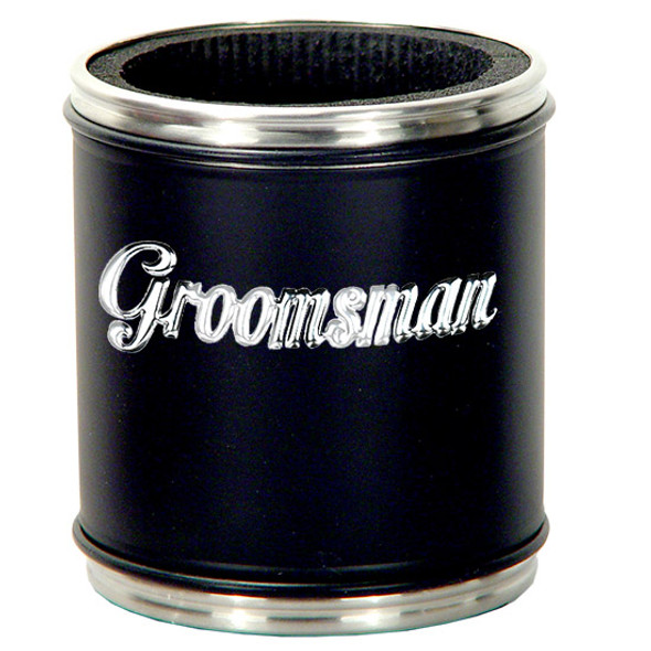 Wedding Black Stubby holder black rubber ring Groom or Groomsman badge