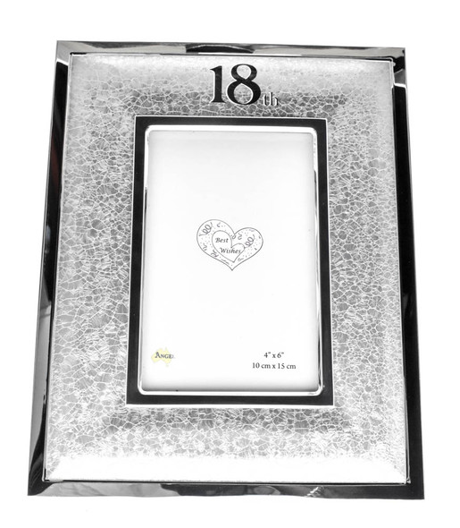 18th Birthday picture frame silver 2 tone glittered holds 4x6 inch picture