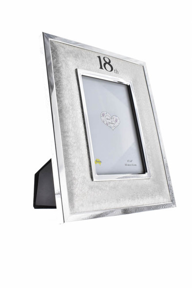 18th Birthday picture frame silver 2 tone glittered holds 4x6 inch picture