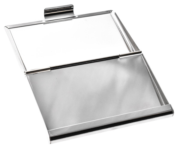 Silver business card holder with crystals and engravable space