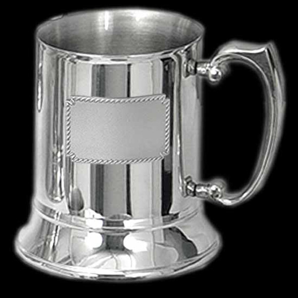 Wedding Beer mug SST tankard in shiny Engravable Oval or rectangular Badge