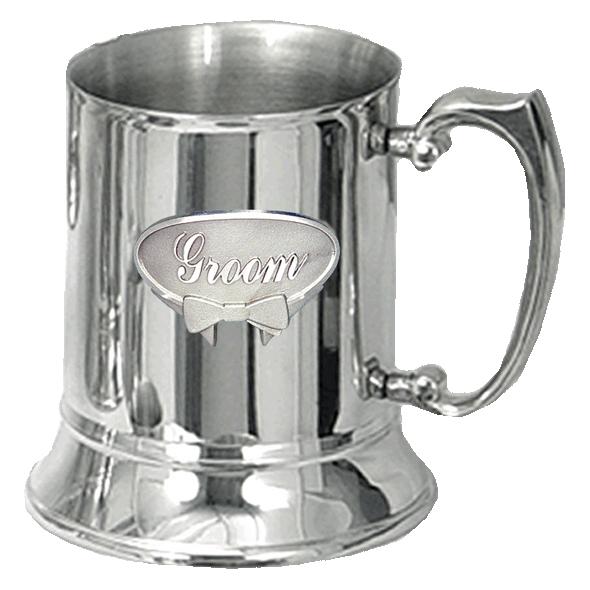 Wedding Beer mug stainless steel tankard Page Groom or Groomsman badge